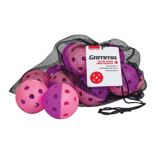 Gamma Two-Tone Outdoor Training Pickleballs, Red/Orange, Yellow/Red, Green/Purple, Practice, High Visibility, Consistent Bounce, Durable, Spin, Tournament Training, 3 Pack, 6 Pack,12 Pack - color: Indoor Purple, size: 12 Pack