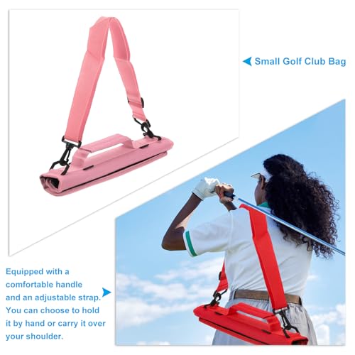 PATIKIL Lightweight Carry Bag, Mini Golf Club Bag with Adjustable Strap for Men Women Golfer Pouch Driving Range Carrier Course Training Practice Case - color: Pink
