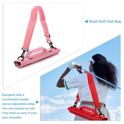 PATIKIL Lightweight Carry Bag, Mini Golf Club Bag with Adjustable Strap for Men Women Golfer Pouch Driving Range Carrier Course Training Practice Case - color: Pink