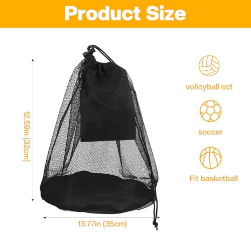 Single Mesh Ball Bag with Double Hook for Basketball Soccer & Volleyball, Portable Ball Storage Bag Drawstring Bags for Soccer Basketball Football Volleyball Rugby