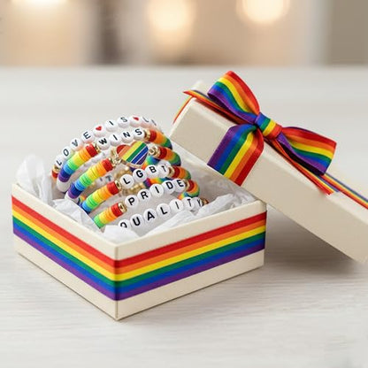 OHOME Pride Outfits for Women - 6 Pack Pride Bracelets | Pride Party Decorations Favors Supplies | Pride Outfit Accessories for Women - style: Pride day