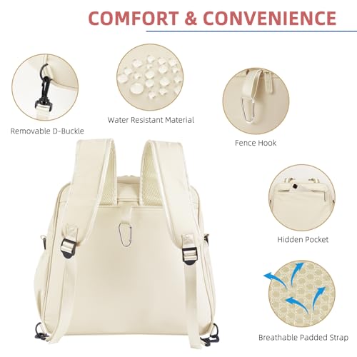 Pickleball Bag Pickle Ball Backpack for Women Pickleball Tote Sport Equipment Bag with Shoe Compartment Gift Accessory 30L - color: Beige