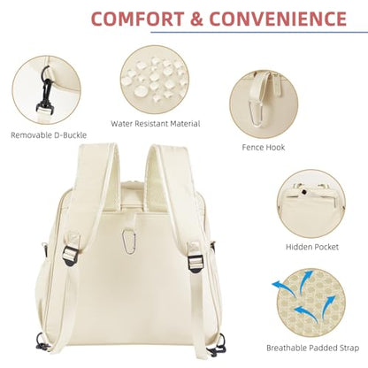 Pickleball Bag Pickle Ball Backpack for Women Pickleball Tote Sport Equipment Bag with Shoe Compartment Gift Accessory 30L - color: Beige