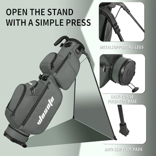 Lightweight Golf Stand Bag - 3-Way Dividers, Fits 5-9 Clubs - Small Sunday Bag for Men & Women, Par 3, Driving Range & Executive Courses - Waterproof, Dual Straps & Rain Cover Included - color: Gray Par 3 Golf Stand bag