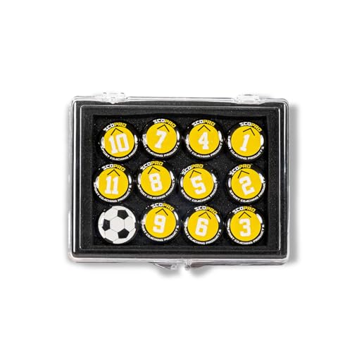 SCOPRO Soccer Coaching Magnets, Numbered Magnetic Player Markers for Soccer Coaching Board and Dry Erase Board Training, Yellow - color: Yellow, size: 1 Set