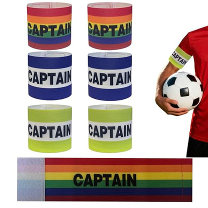 6 Pack Soccer Captain Armband,Nylon Elastic Protective Arm Badge for Youth and Adult Soccer Basketball or Volleyball Team Training