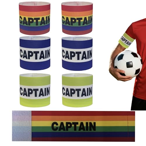 6 Pack Soccer Captain Armband,Nylon Elastic Protective Arm Badge for Youth and Adult Soccer Basketball or Volleyball Team Training