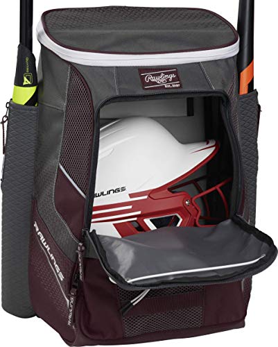 Rawlings | IMPULSE Backpack Equipment Bag | Baseball/Softball | Multiple Styles - color: Maroon