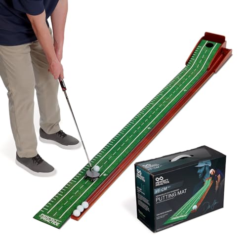 Perfect Practice Putting Mat – Indoor Putting Green for Home & Office – Golf Training Aid for Putting Practice – Premium Golf Putting Mat with Realistic Turf – Golf Gifts for Men - style: Small (8')