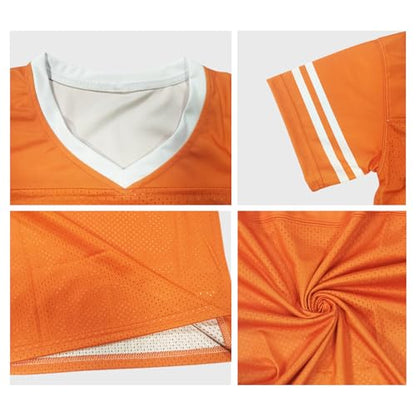 Football Jersey Blank Mesh Hip Hop Short Sleeve Shirt Plain Practice Sport Uniform Gift for Youth S~XL