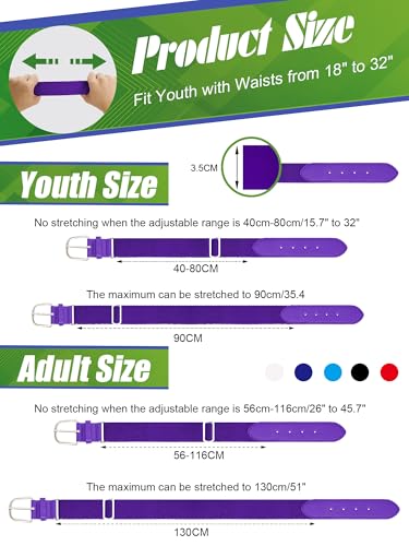 12 Pieces Baseball Belts Bulk Softball Belts Packs Leather Belt Adjustable Softball Belt Stretch Sports - color: Purple, size: Adult Size