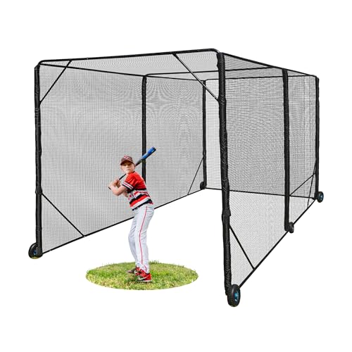 Heavy Duty Baseball & Softball Batting Cage with Wheels – Commercial-Grade Portable Batting Cage for Backyard, Driveway, Training & Club Use | Multi-Sport Practice | Easy Setup (20 FT) - size: 20 FT
