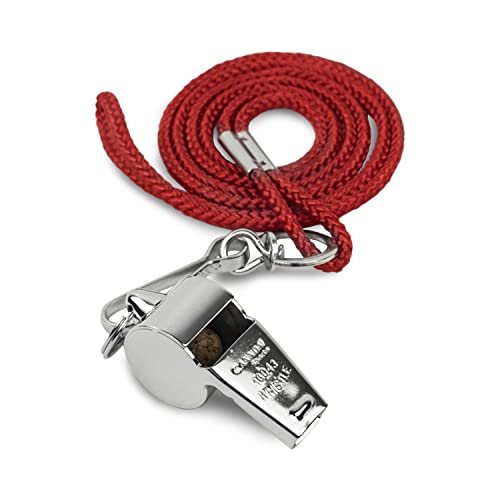 Cannon Sports Solid Brass Metal Whistle with Whistle Cover & Lanyard - Loud, Clear Sound, 124 dB Tone, Durable - Ideal for Coaches, Referees, Officials, Trainers