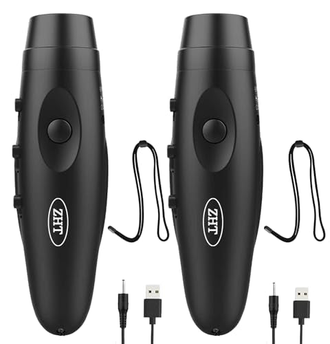 ZHT Electronic Whistles for Referees with USB Charging, 3 Tone High Volume Emergency Whistle for Referee Coaches Teacher, Outdoor Camping Hiking Boating Safety Whistles with Lanyard - color: Two Black