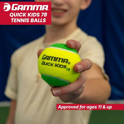 GAMMA Quick Kids Training Tennis Balls for Kids & Beginners, Low-Compression Core Reduces Speed & Bounce, Great for Tennis Practice, USTA & ITF Approved for 10 & Under Tournaments Parent - size: 12 Bag, style: Quick Kids 78