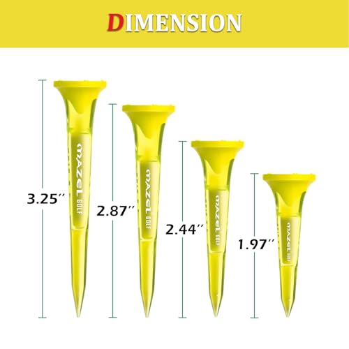 MAZEL Transparent Plastic Golf Tees 8 Pack,Enhanced Durability & Stability Plastic Tees with 5 Prongs,Minimize Friction and Side Spin - color: Yellow