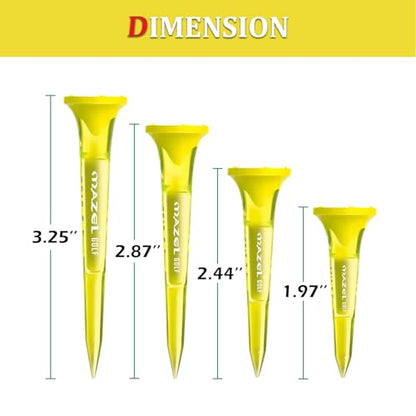 MAZEL Transparent Plastic Golf Tees 8 Pack,Enhanced Durability & Stability Plastic Tees with 5 Prongs,Minimize Friction and Side Spin - color: Yellow