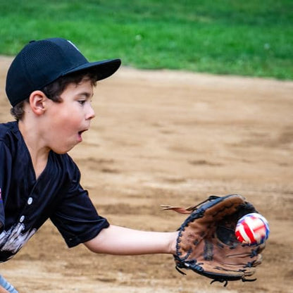 Swax Training Baseball Stars/Stripes (2‑Pack) – Soft‑Impact, Limited‑Flight, Regulation Size & Weight, Faux Leather Training Balls for Kids (3")