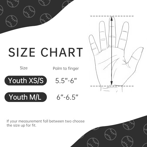 Youth Baseball Batting Gloves,Kids Super Grip Softball/Teeball Gloves for Boys and Girls - color: Black/White, size: Youth M/L(6-6.5in)