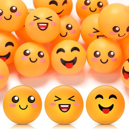 24 PCS Table Tennis Balls Novelty Face 3 Special Emotion Cute Table Tennis Balls Accessories for All Golfers Christmas Birthday Gift Fun Table Tennis Gift - color: yellow