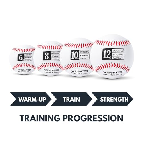 Thorza Weighted Baseballs for Pitching & Throwing Training - Velocity Building Balls for Hitting Practice & Strength Development - Youth to Pro, (6,8,10 and 12 Oz) - Set of 4 (9" Balls)