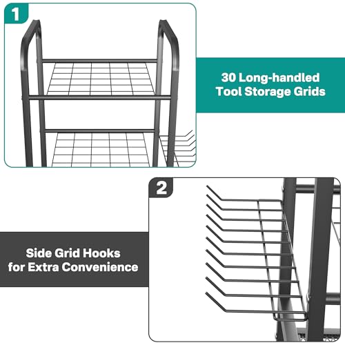 EVERHANGER Garden Tool Organizer and Storage, Yard Tool Stand Garage Tool Organization, Yard Tool Racks for Indoor/Outdoor Use - size: Small