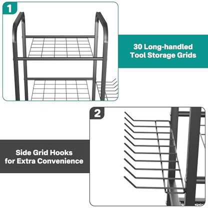 EVERHANGER Garden Tool Organizer and Storage, Yard Tool Stand Garage Tool Organization, Yard Tool Racks for Indoor/Outdoor Use - size: Small