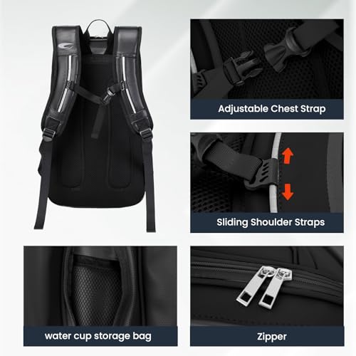 Tennis Racket Bag Pickleball Padel Backpack With Shoe Compartment, Laptop Sleeve,Fence Hook,Ball Sleeve - color: Black