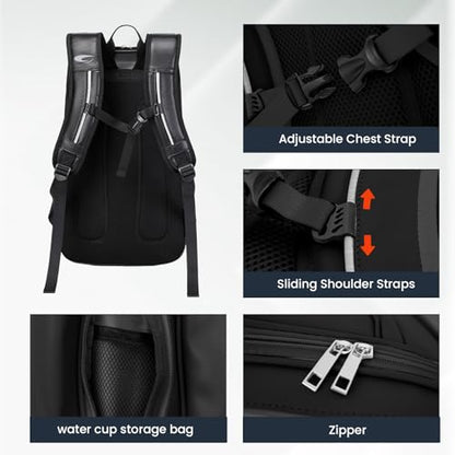 Tennis Racket Bag Pickleball Padel Backpack With Shoe Compartment, Laptop Sleeve,Fence Hook,Ball Sleeve - color: Black