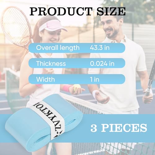 Tennis Racket Grip Tape, Ultra Thin Tacky Tennis Overgrip for Sweat Absorption & Control – Durable Anti-Slip Replacement Grip for Tennis, Badminton & Pickleball (3 Pack) - color: BLUE