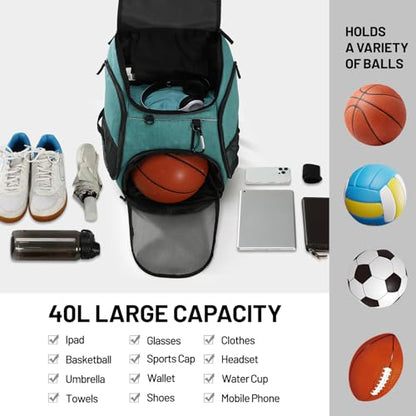 MIER Gym Backpack 40L Basketball Backpack with Ball Compartment & Shoes Storage Multi-Functional Sports Soccer Bag Large Equipment Back Pack Volleyball Backpacks for Men Women