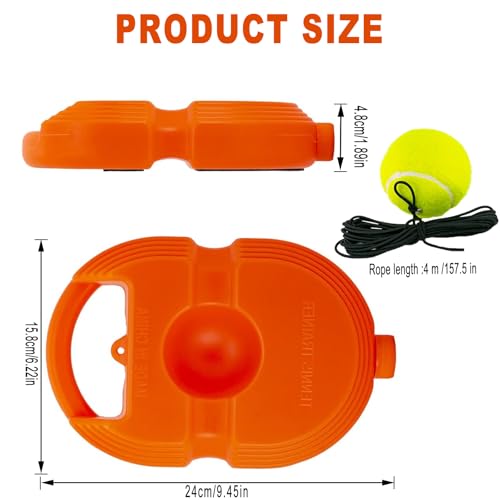 Tennis Trainer Rebound Ball with 3 String Balls, Solo Tennis Training Equipment, Portable Rebounder Kit for Beginners - color: Orange