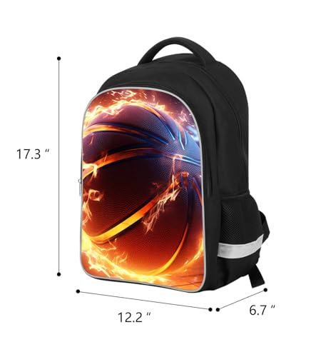 Basketball Kids Backpack for Boys and Girls, Middle School and Elementary Kids Sports Bookbag, Polyester, 23 Liters, Bottle Holder with Double Zippers, Giftable Lightweight Back Pack - color: A3-bookbag-basketball