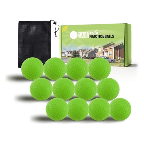 FINGER TEN Golf Practice Balls Foam Colored Value 12 24 50 Pack, Golf Ball Limited Flight for Indoor Outdoor Driving Range Backyard Training