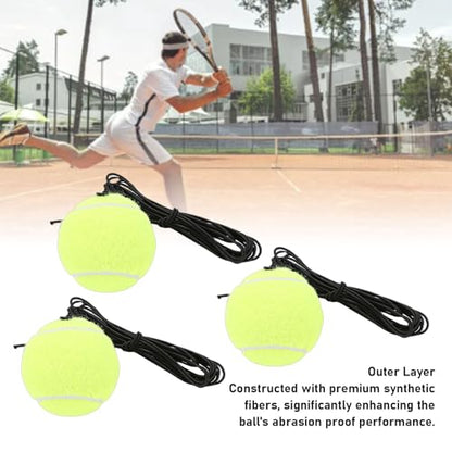 Elastic String Rebound Tennis Training Ball,High Elasticity Rubber Core Abrasion Fiber Tennis Trainer,Self Practice Tool for Beginner Intermediate Players Indoor Outdoor Use