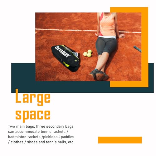 Senston Tennis/Badminton Racket Bag,Single Shoulder Racket Bag Racquet Bag,Waterproof And Dustproof. - color: Black
