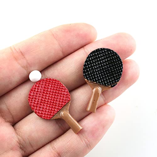 TAODAN 3IN1 1/12 Mini Table Tennis Racket with Ball Simulation Furniture Ping-Pong Toys Doll House Decoration (2 x Rackets, 1 x Balls)