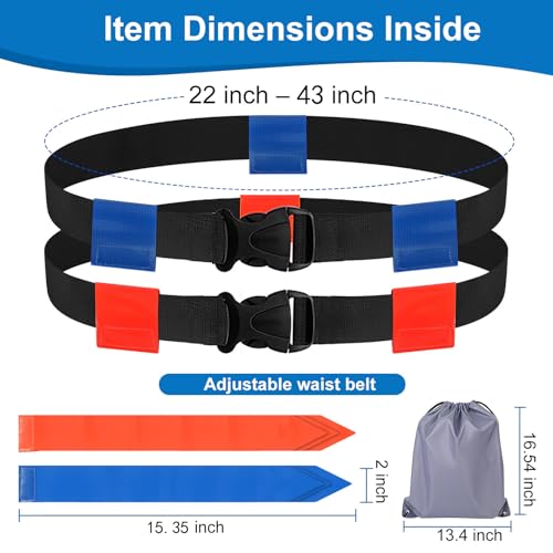 Adjustable Flag Football Belts for Youth/Adults, Set of 4/10 Tear-Resistant Belts for Football Training/Games/Outdoor - color: 4 Pcs: 2 Blue and 2 Red