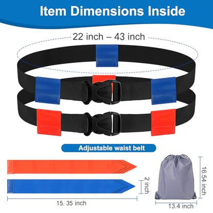 Adjustable Flag Football Belts for Youth/Adults, Set of 4/10 Tear-Resistant Belts for Football Training/Games/Outdoor - color: 4 Pcs: 2 Blue and 2 Red