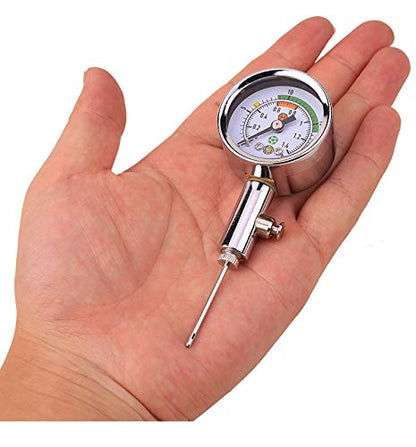 Ball Air Pressure Gauge Heavy Duty Metal Made Air Watch Test and Adjust The Pressure for Football Soccer Rugby Basketball Volleyball, Etc