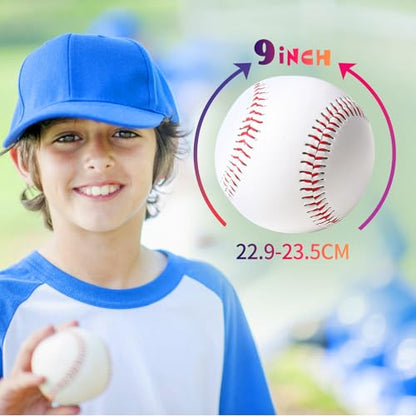 Youth 12U Soft Leather Baseballs - 24 Count Practice & Game Balls, Official Size & Weight, Durable Baseball Bucket with Carry Handle for Team Training & Recreational Use