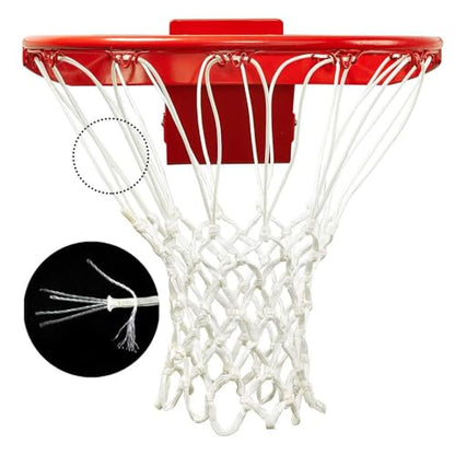 Basketball Net Replacement, 12 Loops Heavy Duty All Weather Net, Anti-Winding Design Sturdy Resistant for Outdoor Standard Basketball Hoop, White