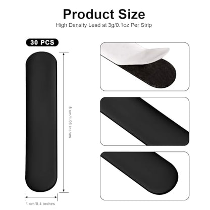 30pcs Lead Tape for Pickleball Paddles 3g Weighted Pickleball Lead Tape Strips for Paddle Edge Guard Adhesive Pickleball Tape Bars to Increase Power Swing Speed