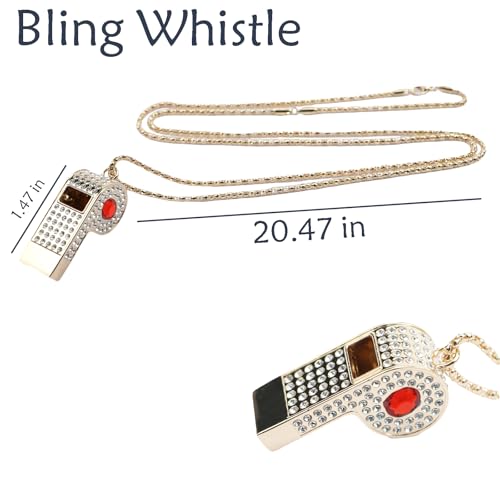 Whistle,Rhinestone Sports Whistle with Keychain for Coach/Referee/Training/Lifeguard/Teachers(Gold) - color: Red