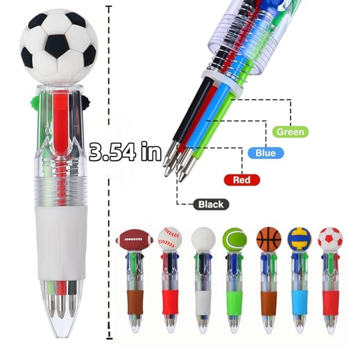 Oneshow 28 Pack-Sports Party Favors Mini Pens, Cool 4-in-1 Soccer Basketball Baseball Bulk Ballpoint Pen Set, Sports Goodie Bag Stuffers, Classroom Rewards Birthday Gifts (Sports-28PCS)