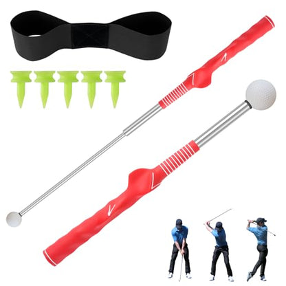 Retractable Golf Swing Trainer, Portable Grip Trainer and Training Auxiliary Elastic Band for Beginners, Indoor & Outdoor Practice(Black)