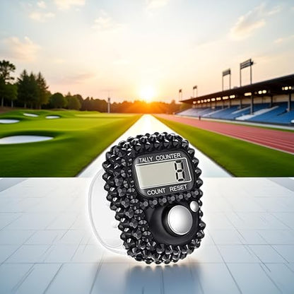 Electronic Finger Tally Counter Clicker Counter,Portable Digital Display Tally Counter,Convenient Resettable Mini Lap Counter for Golf Goods Counting Accessories,Track and Field Lap Counters - color: Black