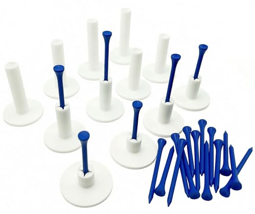 32 Pieces Golf Tee Holder for Driving Range, Rubber Golf Tees for Mats, Golf Simulator Tees Set for Indoor & Outdoor Practice, 6 Sizes Tees Holders and 2 Sizes Tees