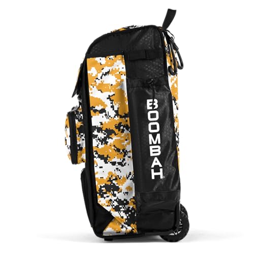 Boombah Rolling Catchers Superpack Baseball/Softball Gear Bag Digital Camo - 23-1/2" x 13-1/2" x 9-1/2" - Multiple Colors - Telescopic Handle and Holds 4 Bats - Wheeled Version - color: Black/Gold