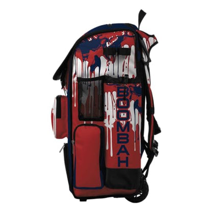 Boombah Superpack Hybrid Rolling Bat Bag - Wheeled & Backpack Version - Graffiti Drip - Multiple Color Options - color: Navy/Red/White